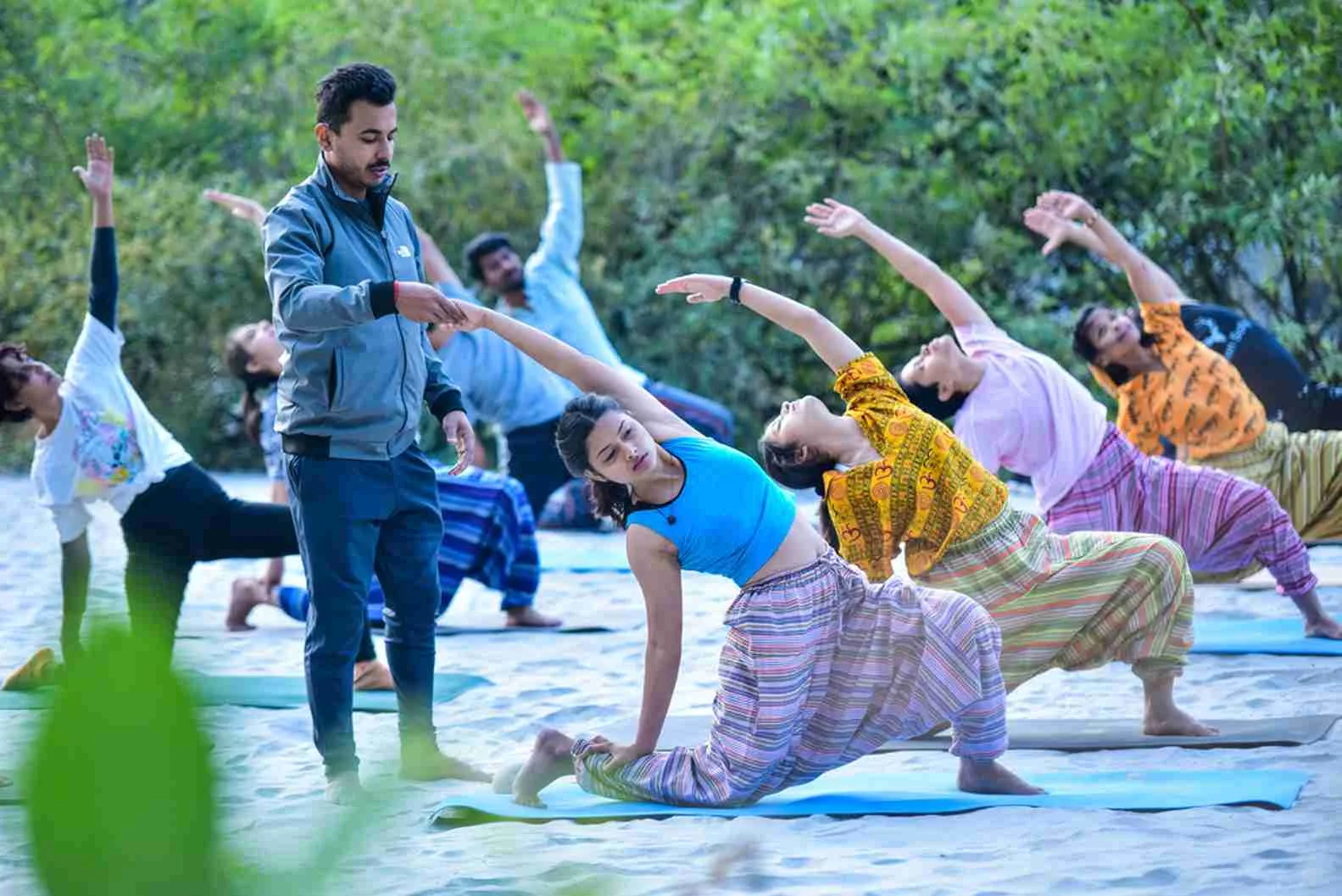 yoga retreat rishikesh beach photo